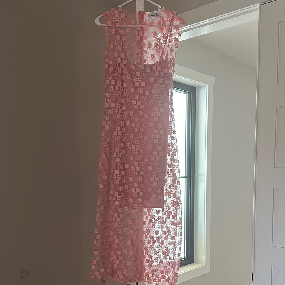 Showpo Floral Pink Sheer Dress